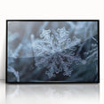 Large abstract wall art featuring a frost design in blue and white tones on a framed acrylic.