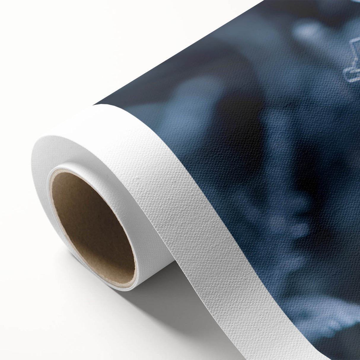 Art deco poster of a frost pattern in muted blue and white, printed on rolled canvas, ideal for nursery wall art.