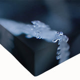 Close-up black and white landscape art painting on stretched canvas, depicting frost patterns, ideal for bedroom wall art.