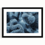 Extra large abstract art print featuring a textured, colorful frost design on a black framed canvas.
