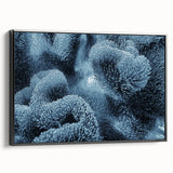 Black and white framed canvas featuring a close-up of frost patterns, ideal for bedroom wall art.