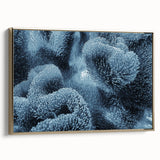 Framed canvas landscape art painting featuring a close-up of frost patterns in gold tones.