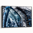 Black and white framed canvas featuring a close-up of frost patterns, ideal for bedroom wall decor.