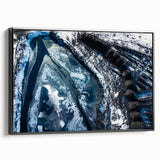 Black and white framed canvas featuring a close-up of frost patterns, ideal for bedroom wall decor.