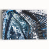 Black and white close-up photo of frost patterns on canvas, ideal for kitchen wall art.