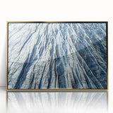 Mid-century modernist art depicting frost patterns in muted gray tones on framed acrylic, ideal for modern nursery decor.