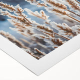 Art deco poster featuring a close-up of frost patterns in muted gray tones on rolled canvas, suitable for dining room décor.