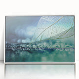 Close-up of leaves in soft green and white tones, framed acrylic print, ideal for nursery wall decor.