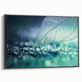 Black and white framed canvas featuring close-up leaves design, ideal for bedroom wall art in a vintage style.