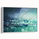 Vintage poster art of colorful leaves on a white framed canvas, ideal for living room decor.