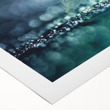 Art deco poster featuring close-up of green leaves on a white background, printed on rolled canvas.