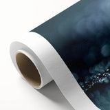 Art deco poster of leaves in muted green and gold on rolled canvas, ideal for nursery wall decor.