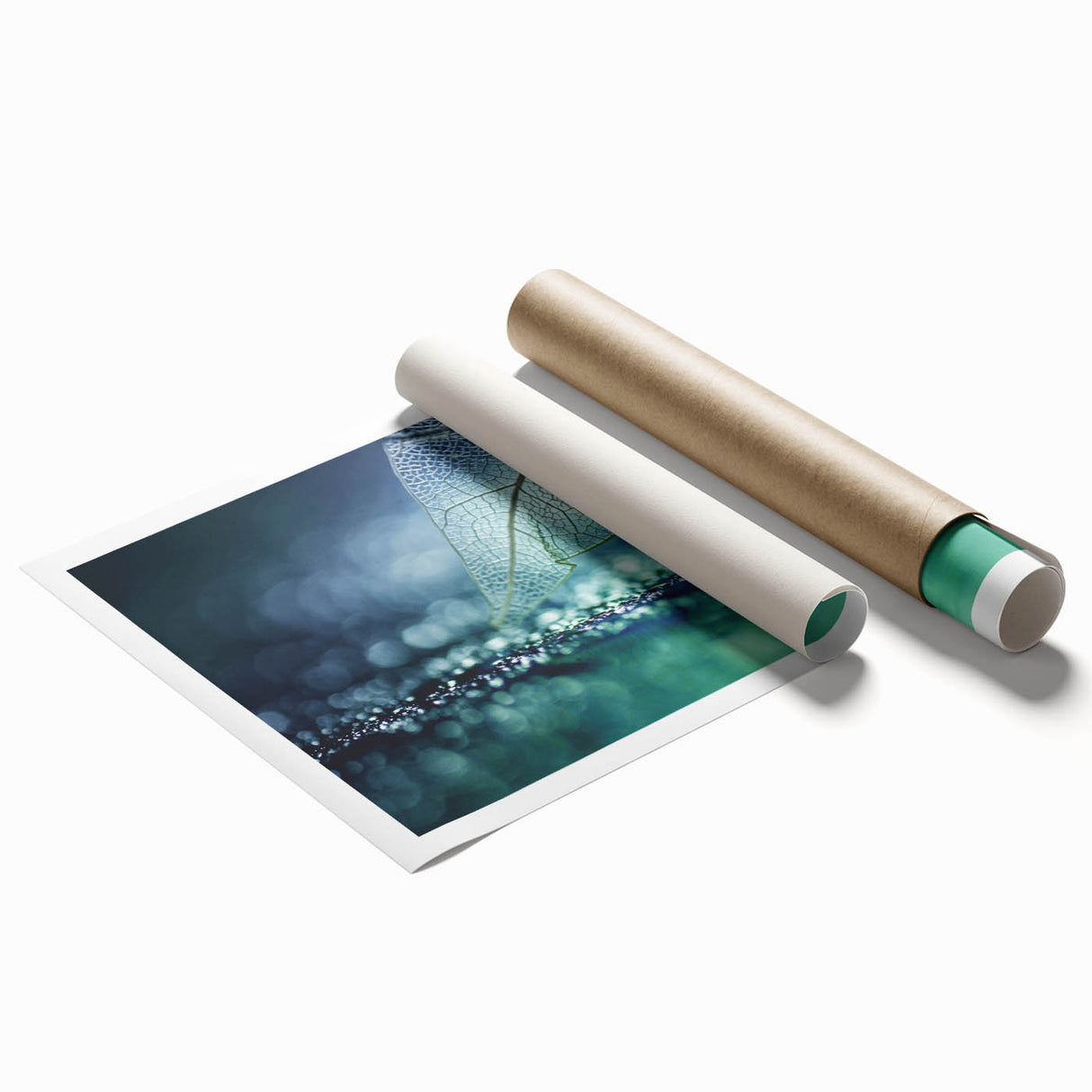 Close-up of green leaves in a rolled print, suited for classy bathroom wall art or large living room decor.
