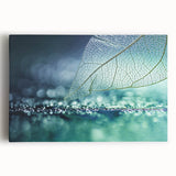 Black and white close-up photo of leaves on stretched canvas, suitable for kitchen wall art.