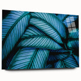 Close-up of leaves in green and yellow on acrylic glass, suitable for bedroom or dining room decor.