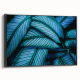 Black and white close-up of leaves on a framed canvas, ideal for bedroom wall art with a vintage poster feel.