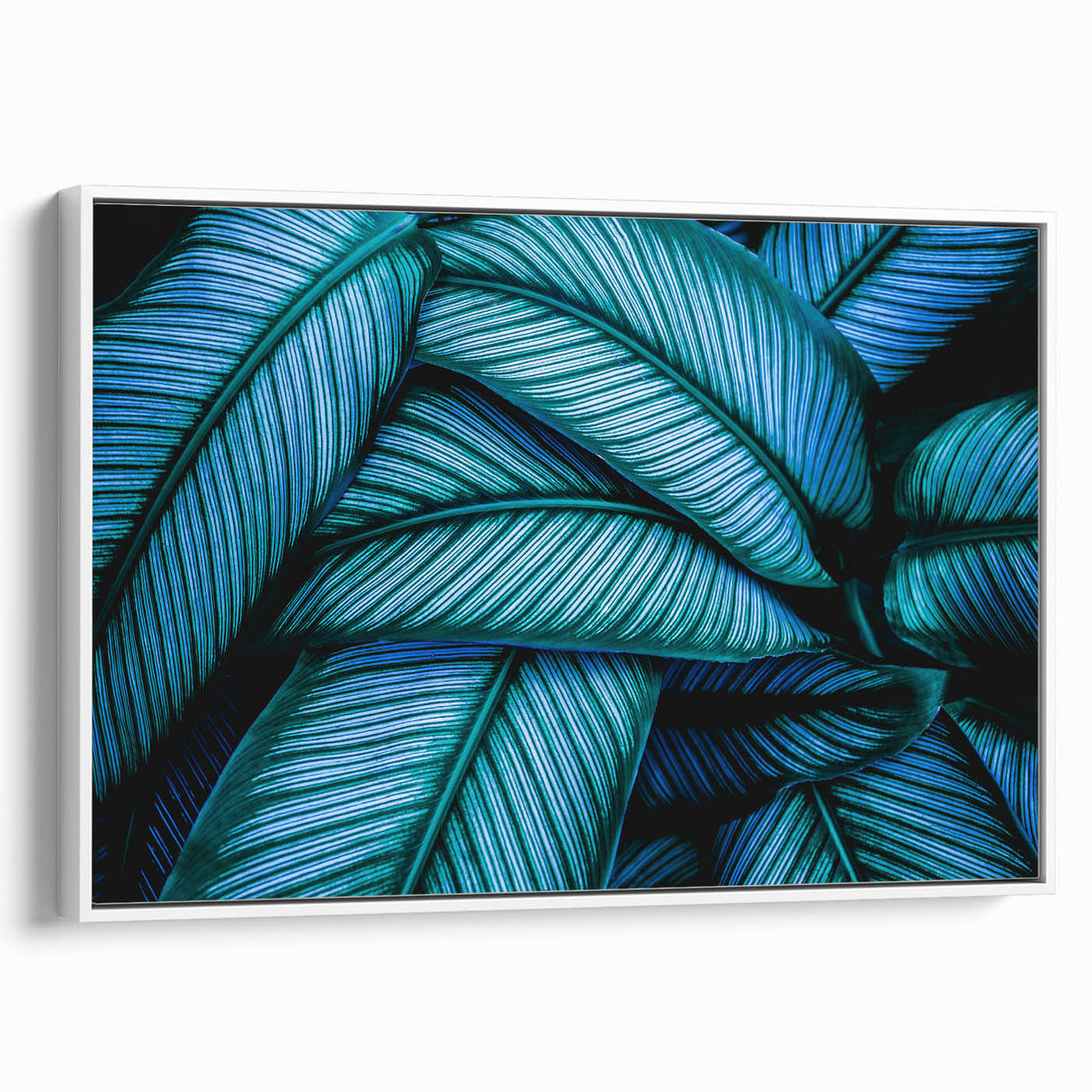 Extra large framed canvas of vintage poster art depicting colorful leaves, ideal for living room decor.