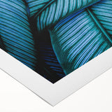 Art deco poster featuring close-up of green leaves on a rolled canvas, suitable for dining room wall decor.
