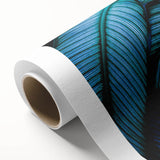 Art deco poster of close-up leaves in green and yellow tones on rolled canvas, suited for nursery wall art.