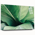 Close-up of green leaves in abstract style on acrylic glass, suitable for bedroom or dining room decor.