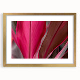 Extra large abstract art print featuring close-up leaves in textured green tones on a gold-framed canvas.