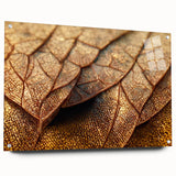 Close-up of green leaves design on acrylic glass, ideal for dining room or bedroom wall art.