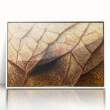 Close-up of leaves in green and yellow tones, framed acrylic modern art wall decor, suitable for nursery.