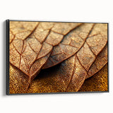 Black and white framed canvas featuring a close-up of leaves, ideal for bedroom wall decor.