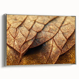 Framed canvas of a vintage poster featuring a close-up of colorful leaves, ideal for adding a touch of nature to any room.