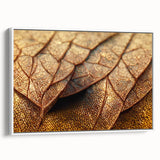Vintage poster art of colorful leaves on a large framed canvas, ideal for living room decor.