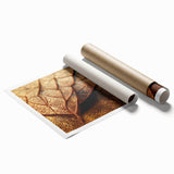 Close-up of leaves in muted green tones on a rolled canvas print, suitable for classy bathroom or large living room decor.