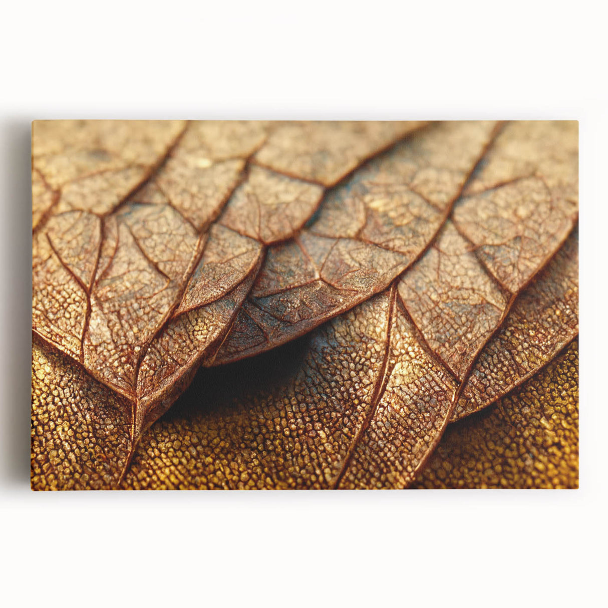 Black and white close-up photo of leaves on stretched canvas, suitable for kitchen wall art.