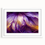 Abstract art print featuring close-up leaves in muted green tones on a white matted frame, suitable for dining room decor.