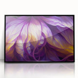 Framed acrylic print of large abstract wall art featuring close-up leaves in earthy green tones.