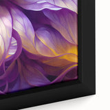 Close-up of textured leaves in vibrant green on black framed canvas, suitable for living room decor.