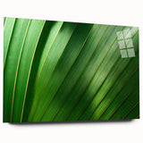 Close-up of leaves in green and yellow on acrylic glass, suitable for bedroom or dining room decor.