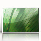 Close-up of leaves in a modern art style, framed acrylic piece with a white border, suitable for nursery wall decor.