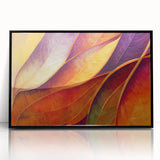 Large abstract wall art featuring close-up leaves in black and white, framed in black acrylic.