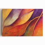 Black and white close-up photo of leaves on a stretched canvas, ideal for kitchen wall art.