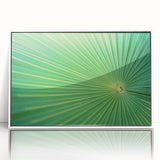 Acrylic print of close-up leaves in art deco style with white frame, suitable for modern nursery decor.