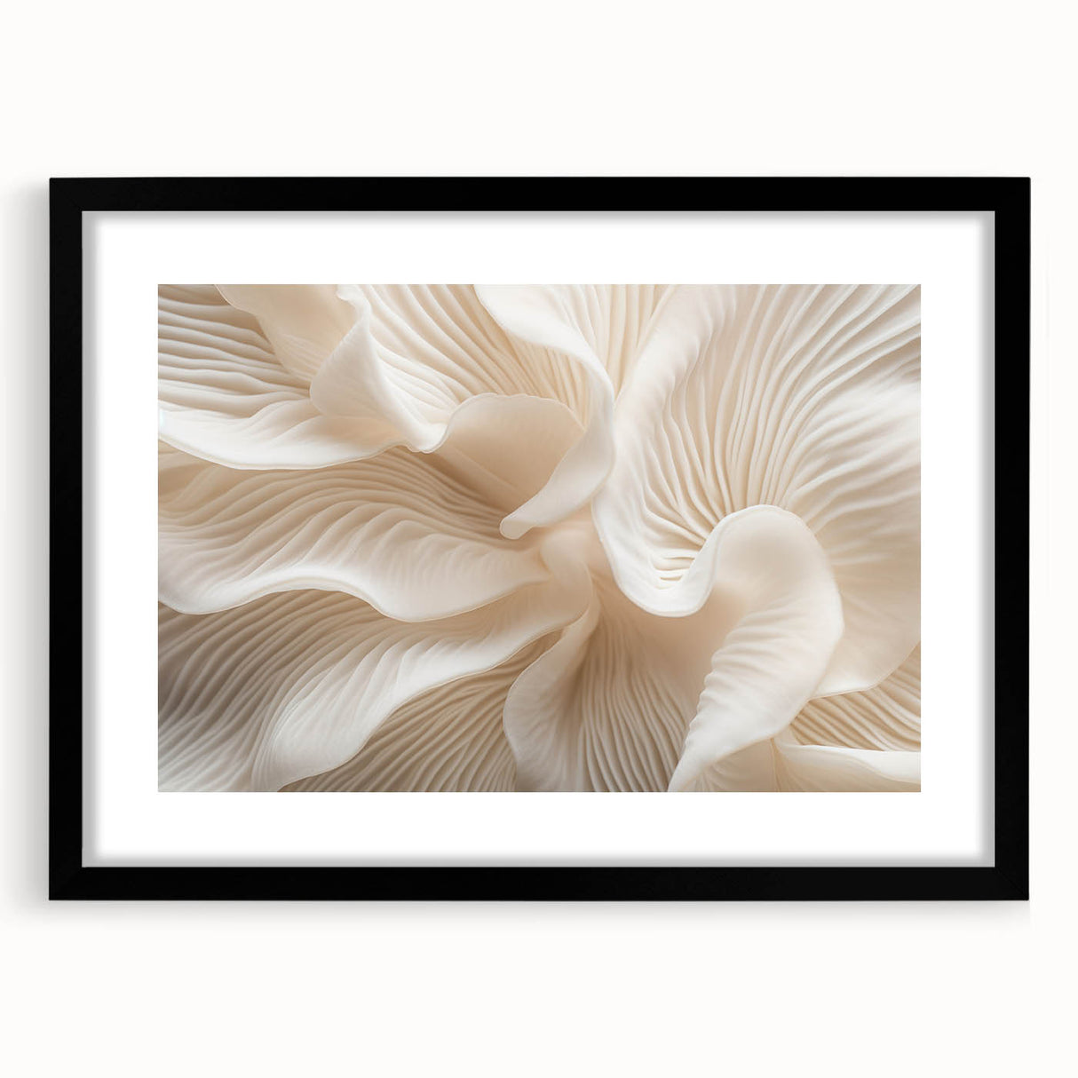 Extra large abstract art print featuring close-up textured leaves in vibrant colors, framed in black.
