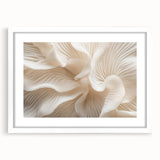 Abstract art print featuring close-up green leaves, in a white frame with mat, ideal for dining room or bedroom decor.