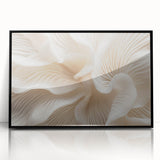 Large abstract wall art featuring close-up leaves in green tones, framed in black acrylic.