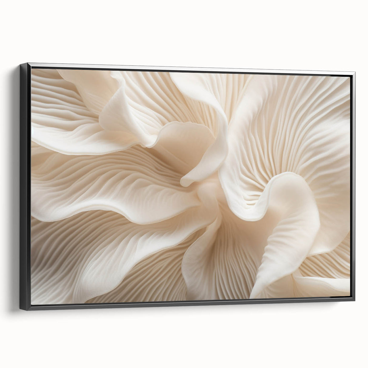 Black and white close-up of leaves on a framed canvas, ideal for bedroom wall art in a vintage style.