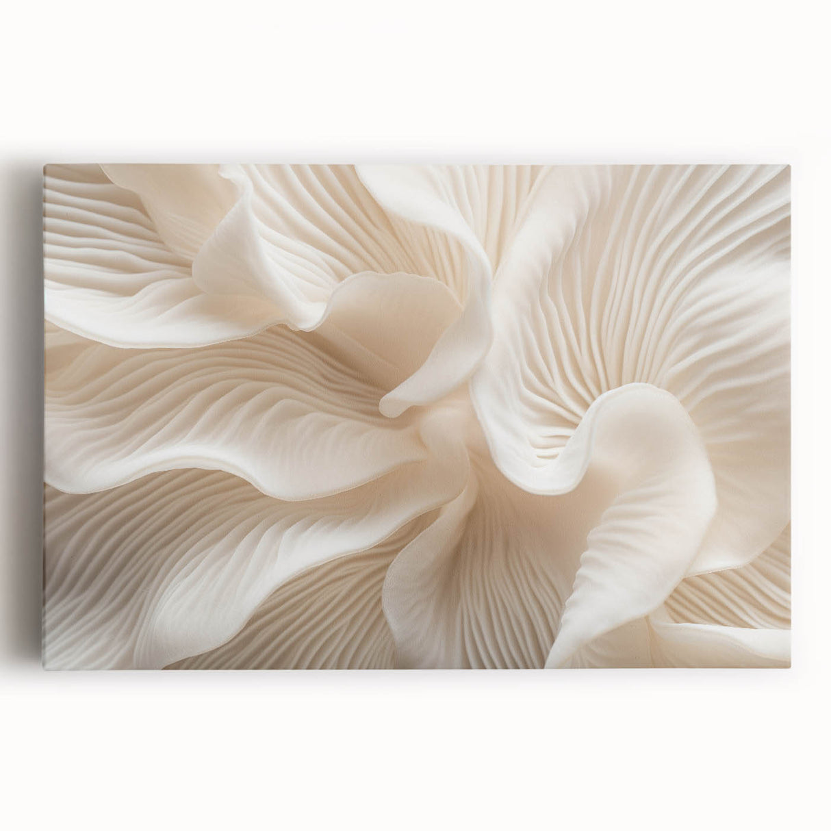 Black and white close-up photo of leaves on a stretched canvas, suitable for kitchen wall art.