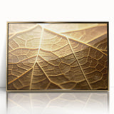 Close-up of leaves in gold frame, acrylic print, featuring mid-century modernist style, suitable for modern nursery wall art.