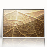 Close-up of green leaves in art deco style, framed acrylic print, suitable for modern nursery wall decor.