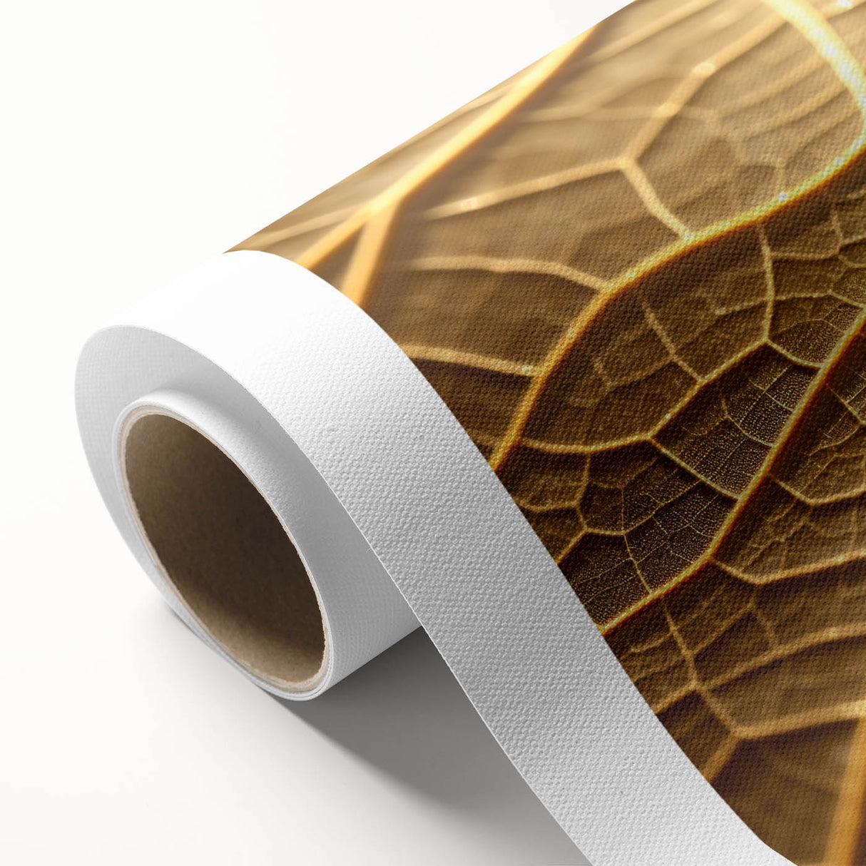 Art deco poster of detailed leaves in green and gold tones on rolled canvas, suitable for nursery wall art.