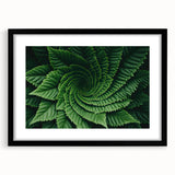 Extra large abstract art print featuring a close-up of leaves in vibrant colors, textured on a black framed canvas.