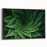Black and white framed canvas of a close-up leaf design, ideal for bedroom wall art with a vintage poster feel.